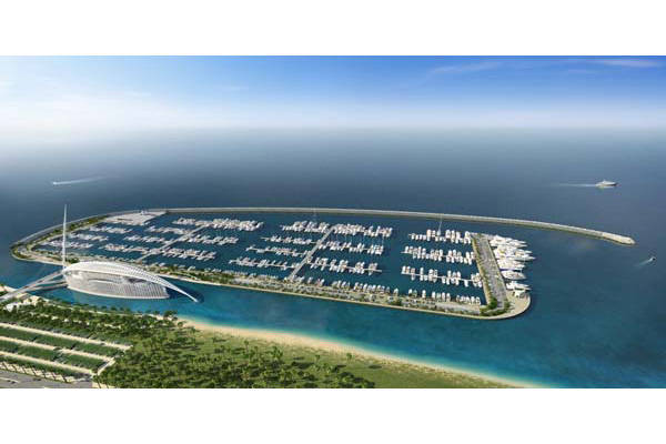 Rendering del porto di Marina d'Arechi firmato da Calatrava