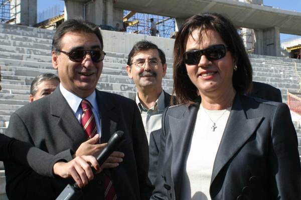 Leonidas Tzanis (L), a former deputy interior minister in the government of Costas Simitis, who was found dead at his home in Volos