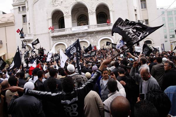Salafists protest in Tunis