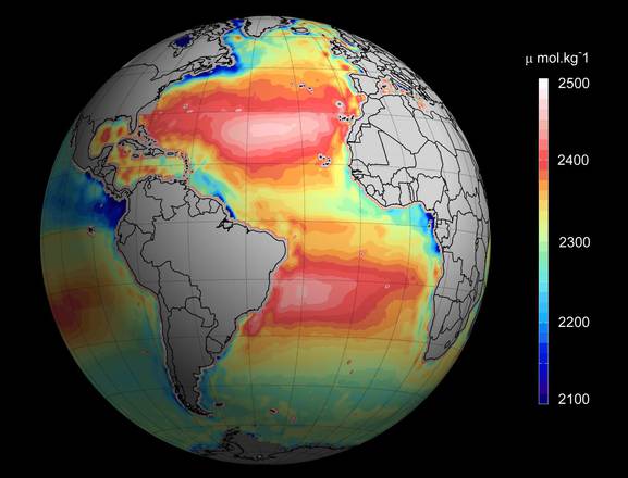 Questa immagine raffigura l'acidificazione degli oceani dallo spazio (foto: Ifremer/ESA/CNES)