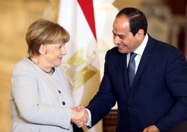 Angela Merkel con il presidente egiziano Sisi