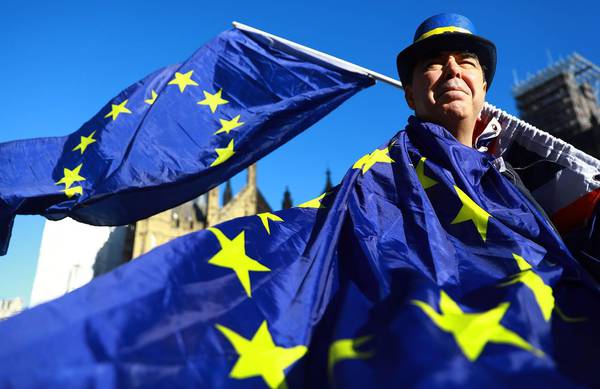 A man with the EU flag