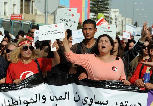 Protest for equal inheritance rights in Tunisia [ARCHIVE MATERIAL 20180310 ]