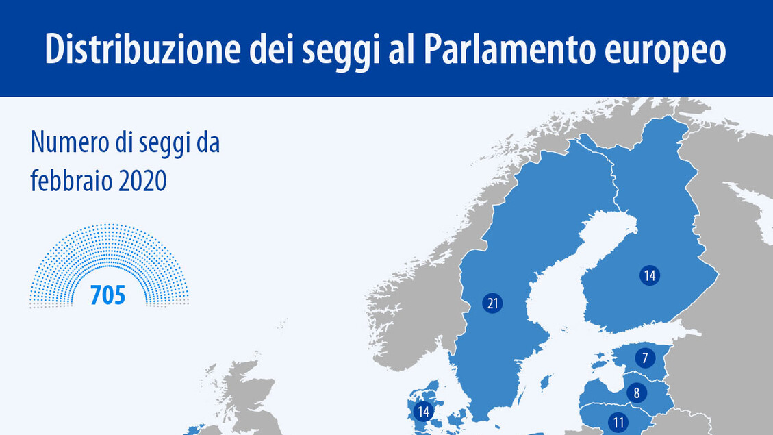 Distribuzione seggi al Parlamento Ue, numero di deputati per singolo stato membro