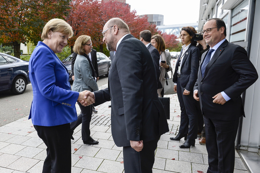 Angela Merkel accolta da Martin Schulz © Parlamento Ue - RIPRODUZIONE RISERVATA