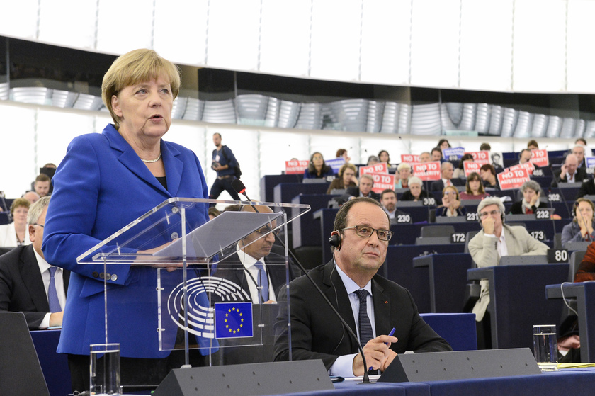Angela Merkel parla all 'aula di Strasburgo © Parlamento Ue - RIPRODUZIONE RISERVATA