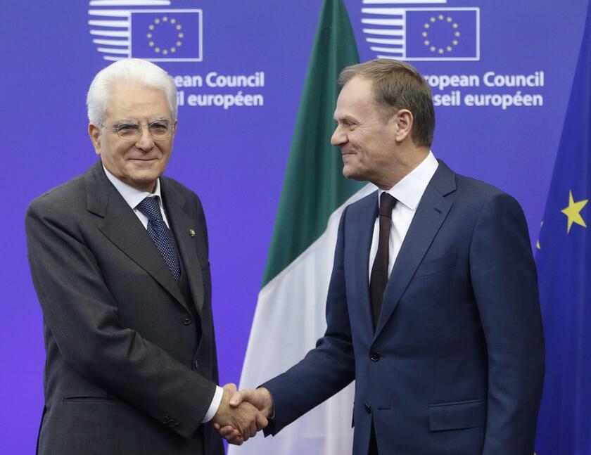 Il presidente della Repubblica Sergio Mattarella in visita a Bruxelles © ANSA/EPA