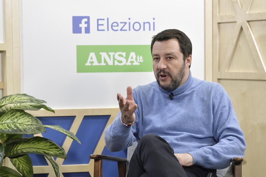 Matteo Salvini al Forum 'Live' Facebook-ANSA © 