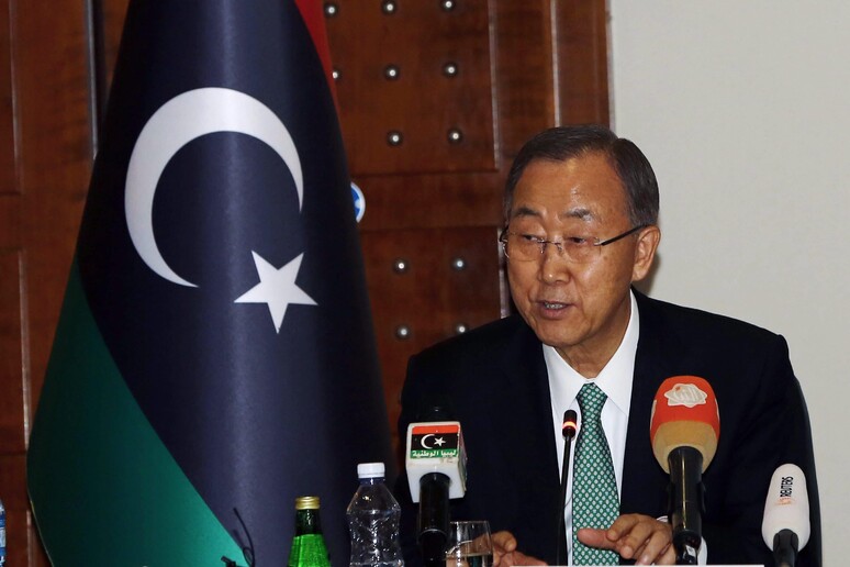 Il segretario generale dell 'Onu Ban Ki-moon in visita a Tripoli (foto archivio) -     RIPRODUZIONE RISERVATA