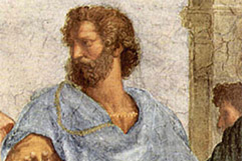 Aristotele ritratto nel celebre affresco di Raffaello  'Scuola di Atene ' (1509-11) -     RIPRODUZIONE RISERVATA
