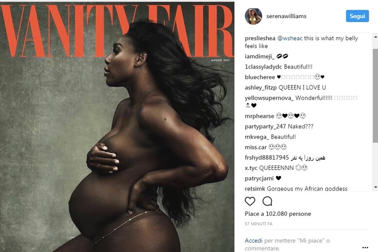 Le immagini di Serena Williams incinta, dal suo profilo Instagram - RIPRODUZIONE RISERVATA