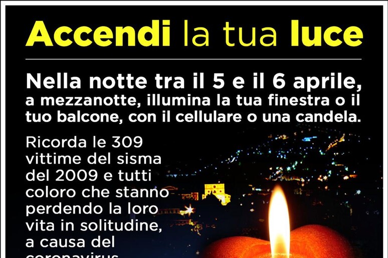 L 'Aquila invita: una candela alla finestra tra 5 e 6 aprile - RIPRODUZIONE RISERVATA