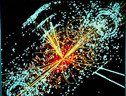 Simulazione delle collisioni fra protoni  che generano un bosone di Higgs nell’esperimento Cms dell’acceleratore Lhc (CERN) (ANSA)