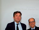 Il presidente di Caviro Carlo Dalmonte con l'europarlamentare Paolo De Castro (ANSA)