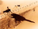Un uomo in sella ad un asino nel deserto del Sudan (fonte: © André Vila) (ANSA)