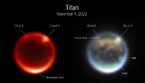 Le immagini di Titano riprese dallo strumento NIRCam il 4 novembre (fonte: NASA, ESA, CSA, A. Pagan STScI - Webb Titan GTO Team) (ANSA)