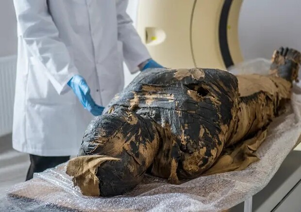 La mummia egizia incinta 'Mysterious Lady' sottoposta alla Tac (fonte: (Aleksander Leydo/Warsaw Mummy Project) (ANSA)