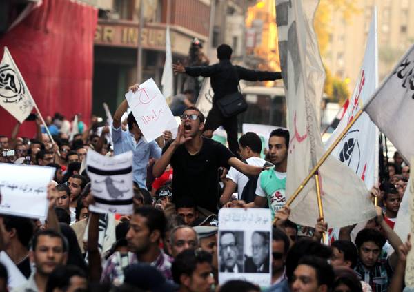 Demonstration in Cairo against court ruling acquitting all defendants in a trial on the 'battle of camels'