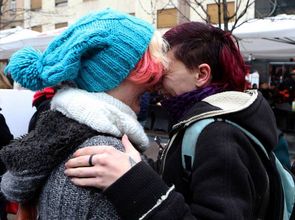 Manifestazione in appoggio ai diritti dei gay a Zagabria