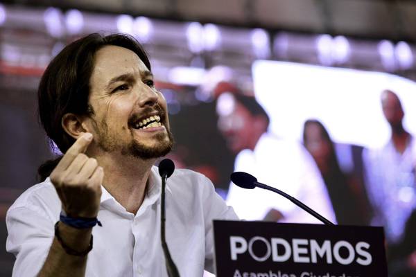 Leader of Spanish political party Podemos, Pablo Iglesias,