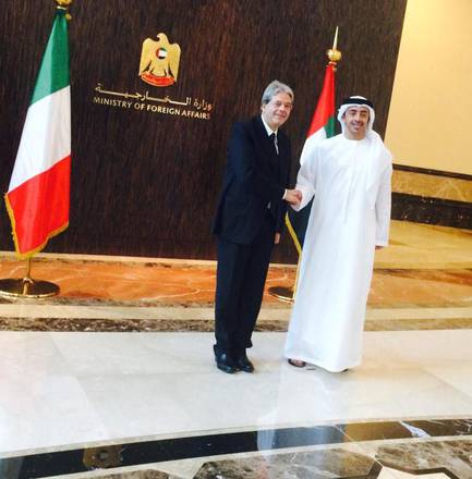 Italian Foreign Minister Paolo Gentiloni in Abu Dhabi