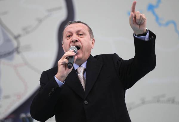 Turkish Prime Minister Recep Tayyip Erdogan speaks during a local election campaign in Istanbul, Turkey