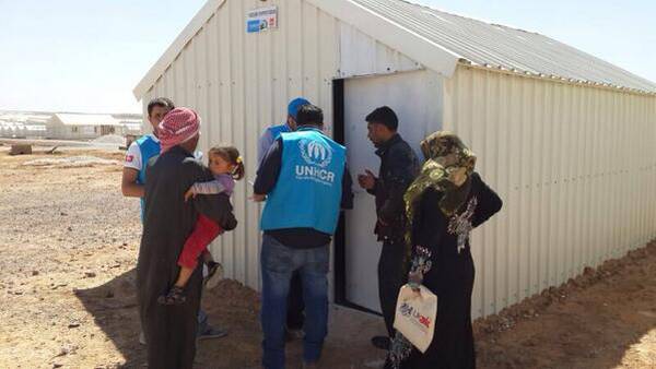 First Syrian refugees arrive at new Azraq camp east Jordan