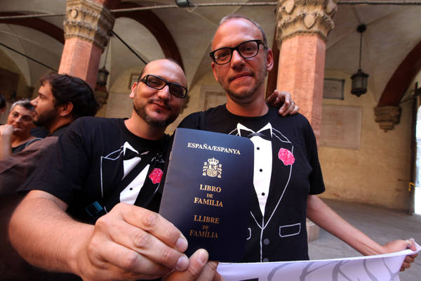 A same-sex couple legally married in Spain