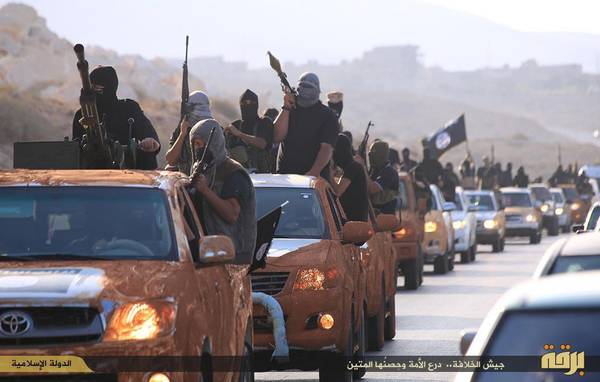 An Isis convoy in Syria