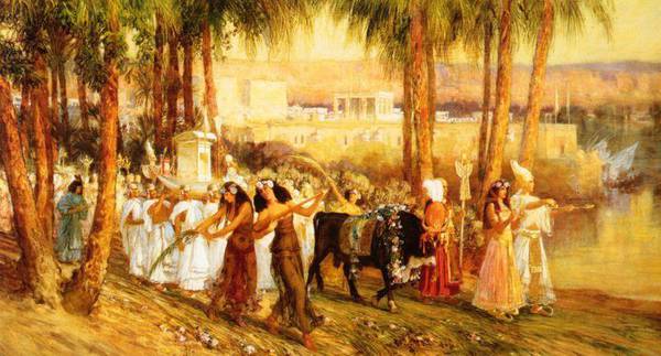 An old portrait of a procession inspired by the Egyptian goddess Isis