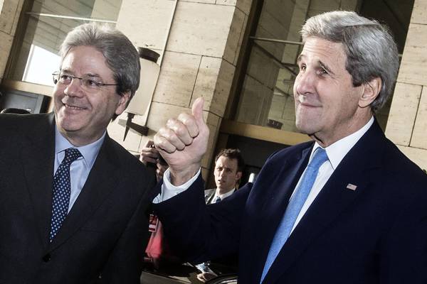 Italy's Foreign Minister, Paolo Gentiloni, and Us Secretary of State, John Kerry