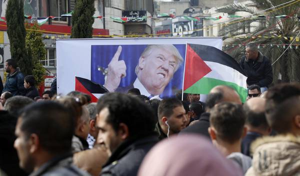 Protest in Nablus in the West Bank against the intention expressed by Donald Trump to move the US embassy to Israel from Tel Aviv to Jerusalem