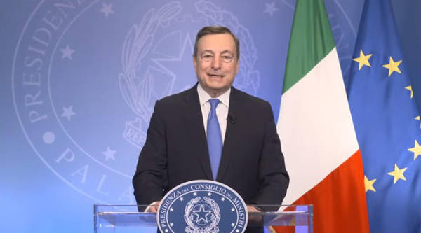 Il premier Mario Draghi alla alla conferenza dei 'Med Dialogues'