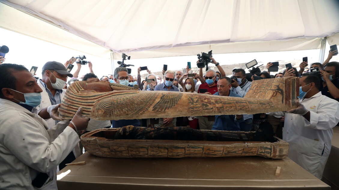 A collection of 59 coffins uncovered in Saqqara © ANSA/EPA