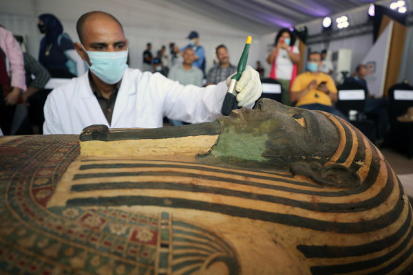 A collection of 59 coffins uncovered in Saqqara