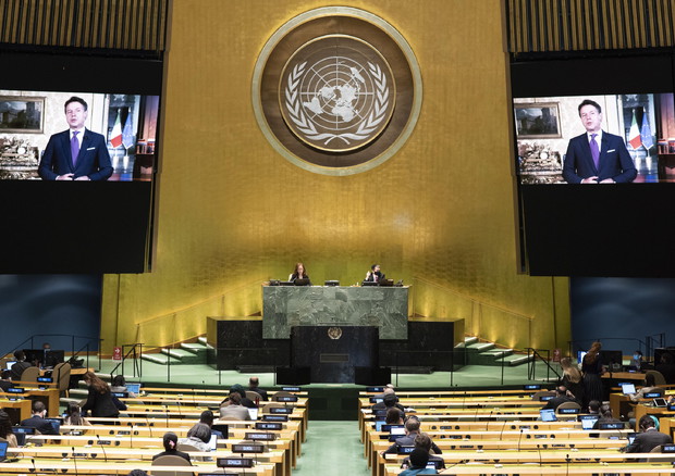 L'intervento del premier Giuseppe Conte alla 75ma Assemblea generale delle Nazioni Unite (foto: EPA)