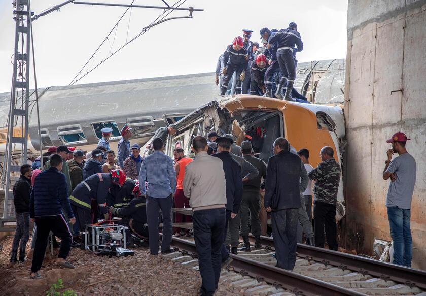 At least six people have died and around 72 were injured in a train derailment in Morocco © ANSA/EPA