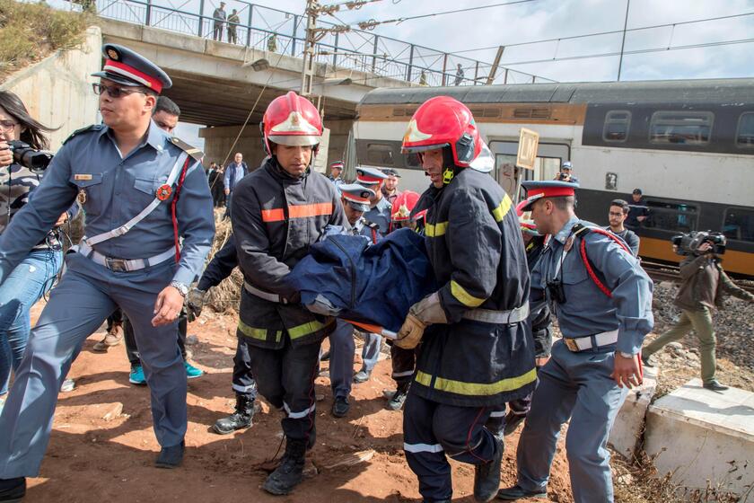 At least six people have died and around 72 were injured in a train derailment in Morocco © ANSA/EPA