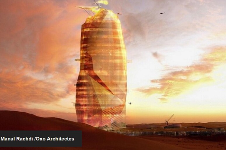 Il progetto di  'città-torre ' nel deserto del Sahara in Marocco (foto Manal Rachdi/Oxo Architectes) -     RIPRODUZIONE RISERVATA