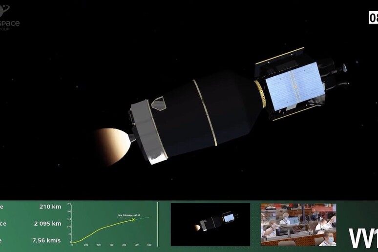 Fermo immagine dall 'animazione del quarto stadio del lanciatore Vega con il satellite Seosat-Ingenio Earth  (fonte: Arianespace) - RIPRODUZIONE RISERVATA