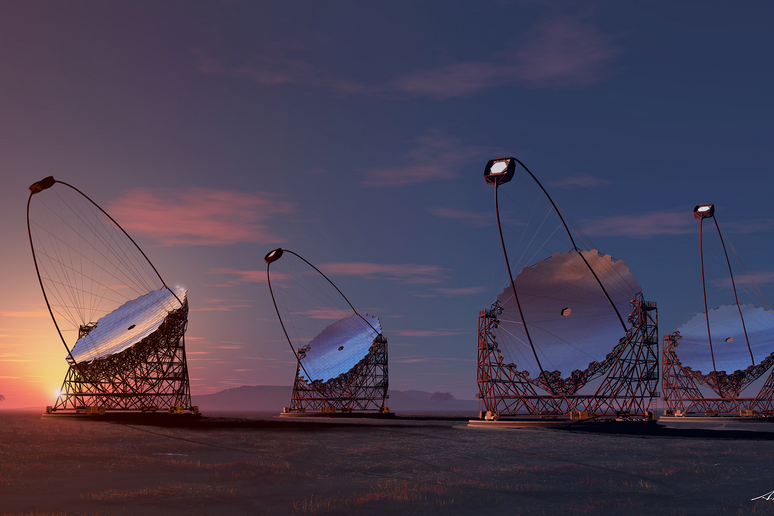 Rappresentazione artistica del Cherenkov Telescope Array (Cto) (fonte: Akihiro Ikeshita, Mero-TSK, International) - RIPRODUZIONE RISERVATA