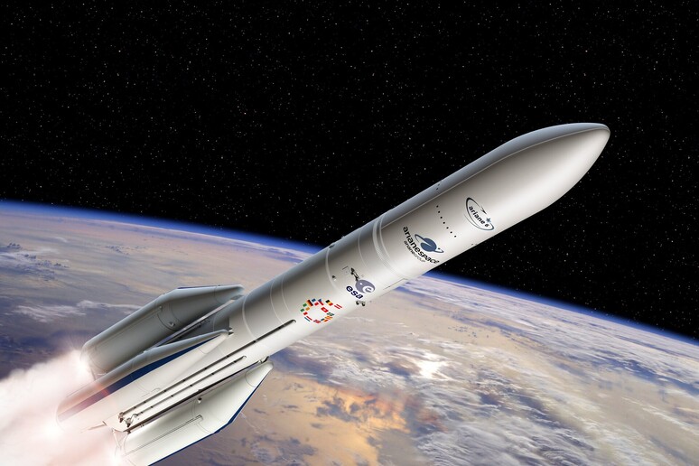 Rappresentazione artistica del lanciatore Ariane 6 (fonte: ESA - D. Ducros) - RIPRODUZIONE RISERVATA