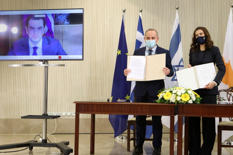 Firma a Nicosia del memorandum d 'intesa tra Cipro, Grecia e Israele sulla collaborazione in merito al cavo EuroAsia Interconnector © ANSA/EPA