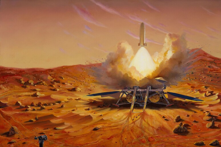 Rappresentazione artistica della missione Mars Sample Return, prevista nel 2026 per portare sulla Terra i campioni del suolo marziano (fonte: NASA) - RIPRODUZIONE RISERVATA