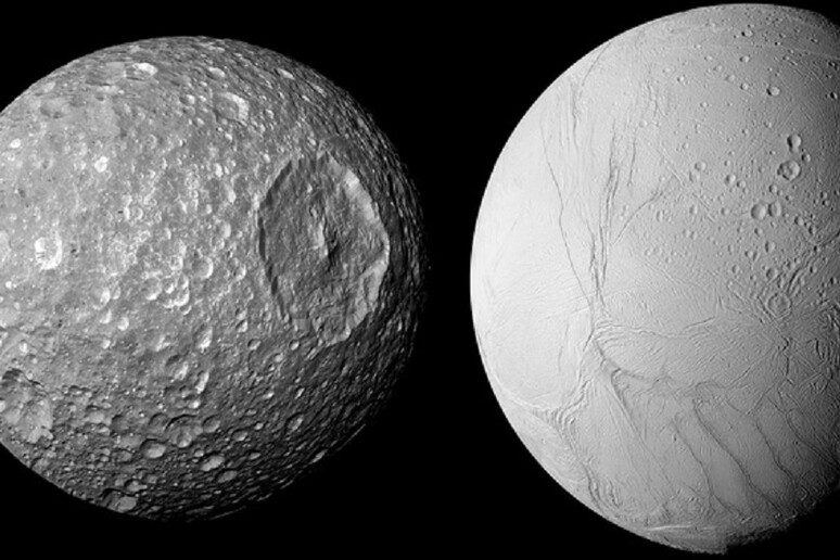 Mimas, la più interna luna di Saturno, nasconderebbe un oceano interno  (fonte: NASA/JPL-Caltech/Space Science Institute) - RIPRODUZIONE RISERVATA