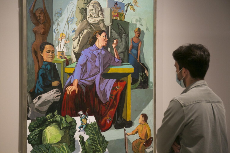 Il quadro  'Artista nel suo studio ' di Paula Rego alla mostra a lei dedicata fino ad agosto 2022 al museo Picasso a Malaga © ANSA/EPA